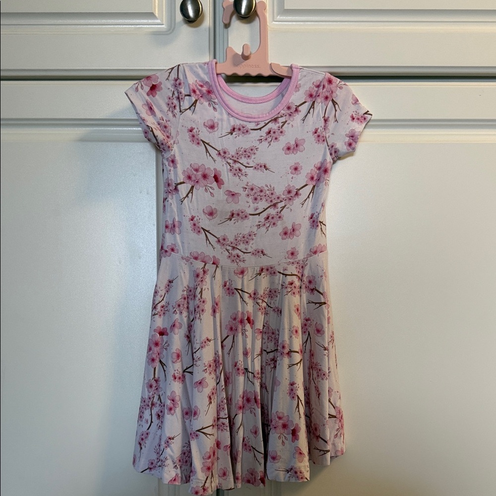 Aloha Made Baby Honolulu Hawaii Little Girls' Pink Floral Knit Twirl Dress